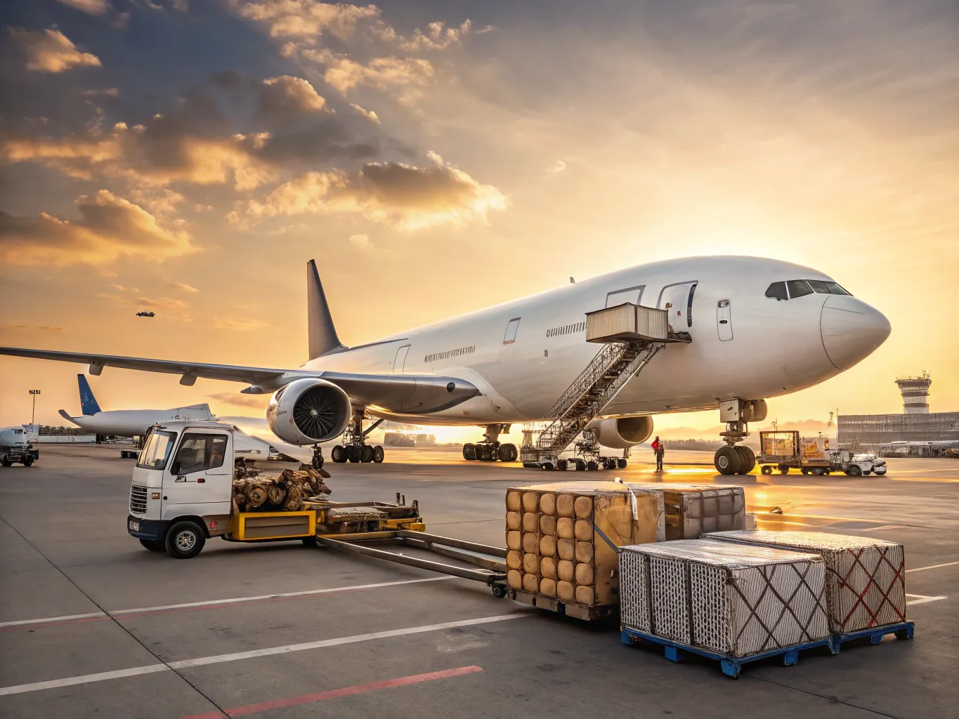 Air cargo logistics solutions featuring freight aircraft, warehouse operations, and supply chain management services