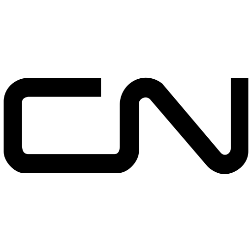 Canadian National Railway logo featuring a stylized shield with a red maple leaf and the text Canadian National Railway