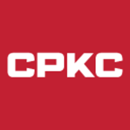 Canadian Pacific Railway logo featuring a stylized CP in blue and red against a white background for brand recognition