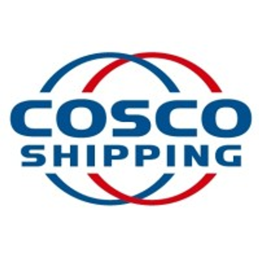 Cosco shipping group logo featuring a red ship against a white background conveying maritime transport and logistics