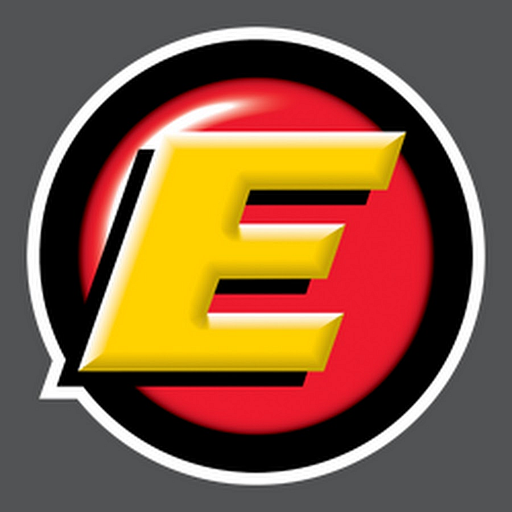 Estes Express logo featuring a yellow rocket launching with flames and the company name prominently displayed in black