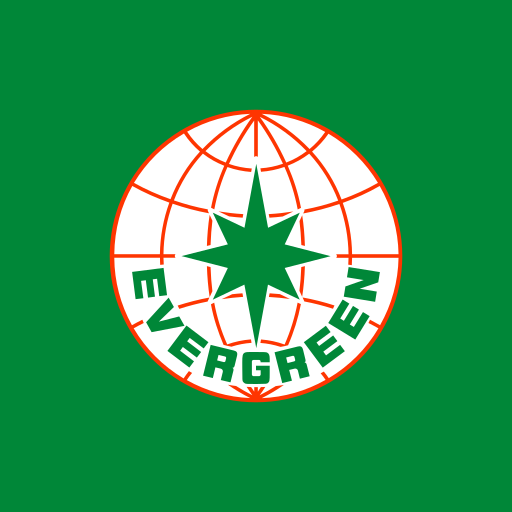The Evergreen Marine Corps logo features a stylized red eagle with wings spread against a dark blue background
