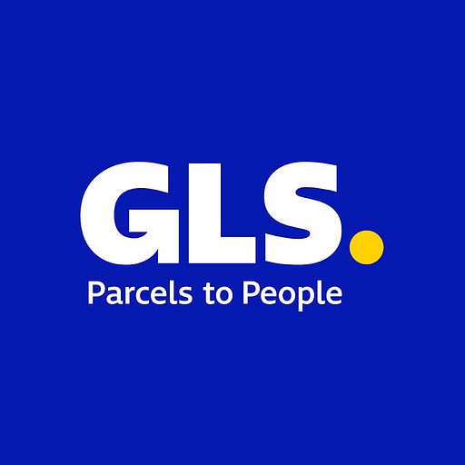 A GLS group logo featuring the companys emblem a stylized letter G in blue against a blue background