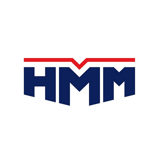 A blue Hmm Co logo featuring the text Hmm in bold capital letters with a subtle gradient and a rounded rectangular shape