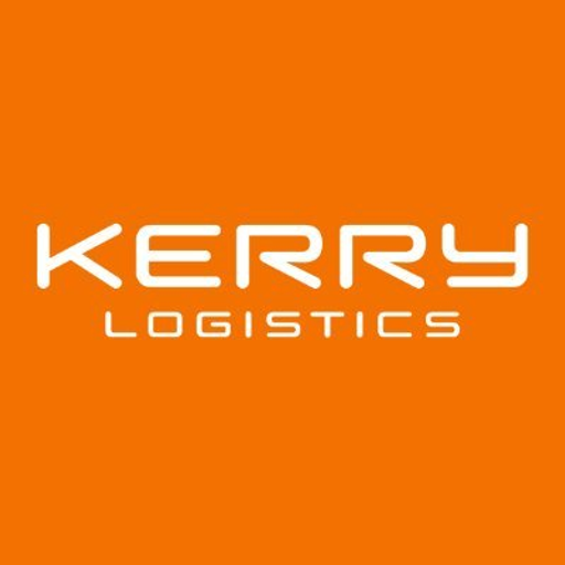 A logo featuring the word Kerry in a stylized font with a blue and white color scheme representing Kerry Logistics