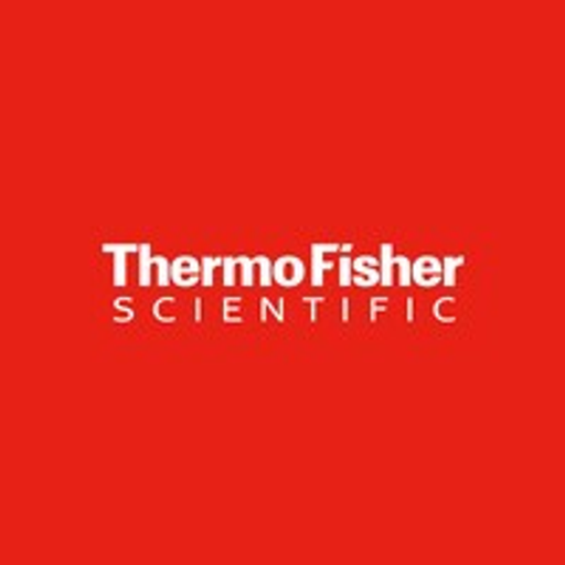 The Thermofisher logo features the companys iconic phoenix graphic in red and white against a clean background
