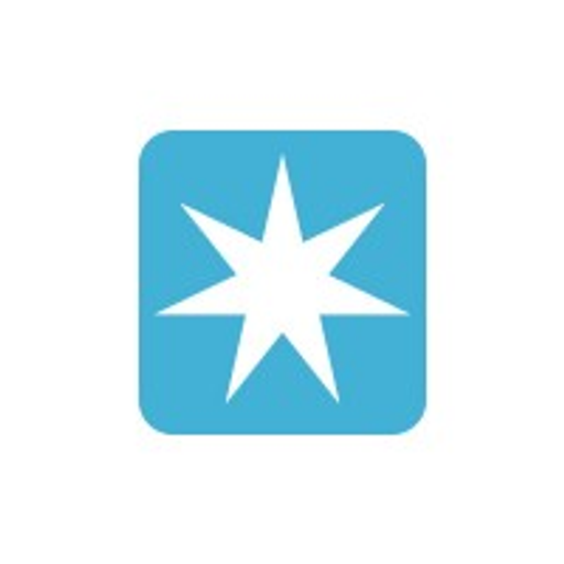 Maersk logo featuring a blue stylized anchor symbol representing the global shipping companys maritime operations