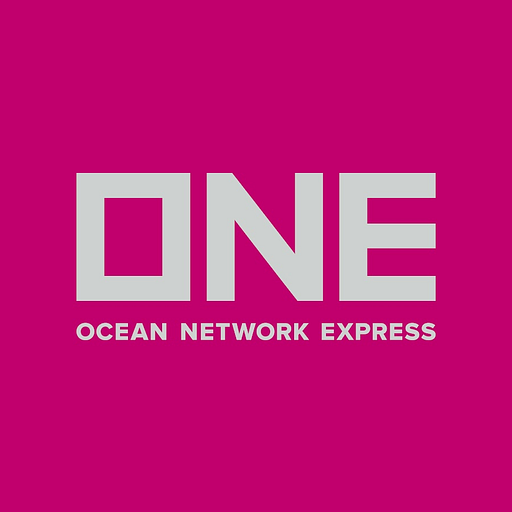 A stylized logo featuring Ocean Network Express with a blue wave design and prominent text in a dark color palette