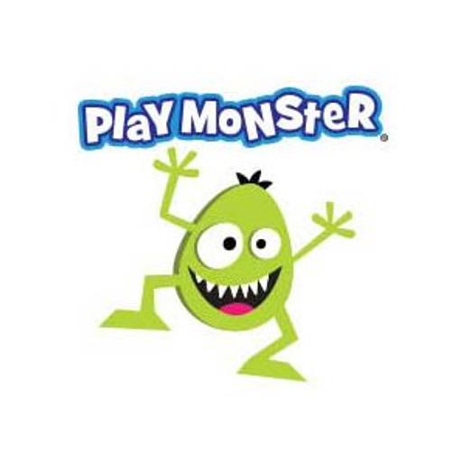 A bright green PlayMonster logo features a grinning monster with sharp teeth and playful eyes promoting fun and entertainment