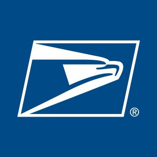 The United States Postal Service logo depicts a white stylized eagle in flight against a solid blue background