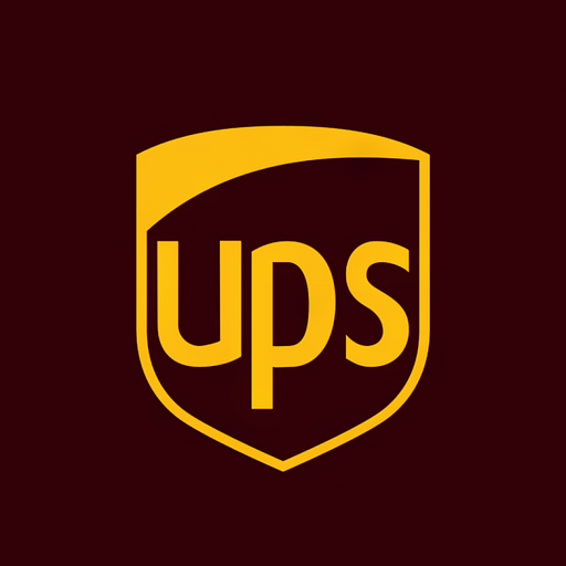 UPS Inc logo displaying the brown and white parcel with the companys name UPS in black