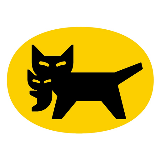 A stylized black figure of a person in a seated position with arms outstretched representing the Yamato brand